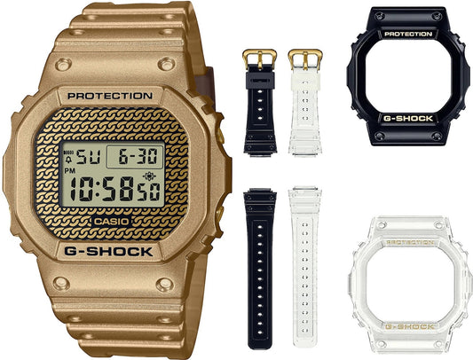 Casio G-Shock Mod. The Origin - Gold Chain Limited Edt. Special Pack + 2 Extra Straps + 2 Extra Bezels